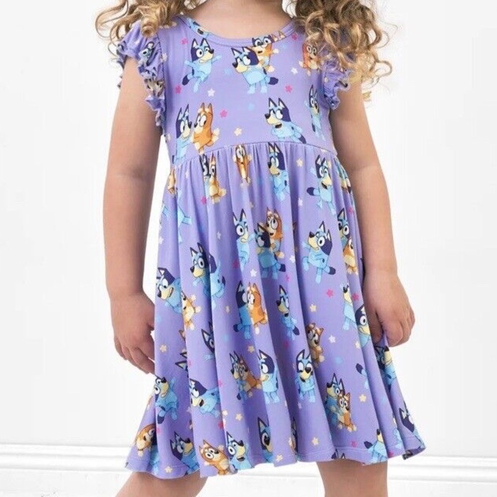 Little Sleepies LS Bluey Bingo Purple Flutter Bamboo Twirl Dress - NWT, NIB